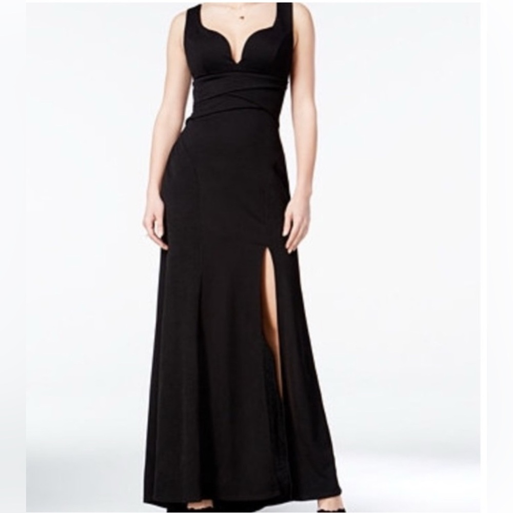 EMERALD SUNDAE BLACK SWEETHEART NECKLINE HIGH SLIT EVENING GOWN SIZE XS